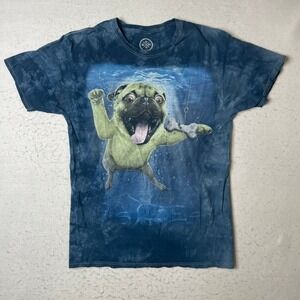 Pug Fishing Tie Dye T Shirt Medium DOM. Blue. GUC.